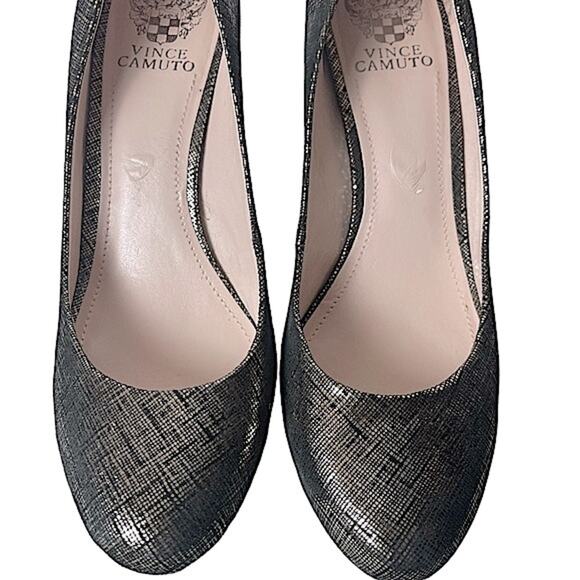 Vince Camuto Zella Silver Two Tone Metallic Platform Leather Pump 9.5 - Picture 2 of 10